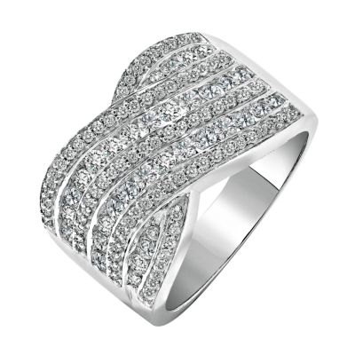 18ct white gold one carat diamond wave ring