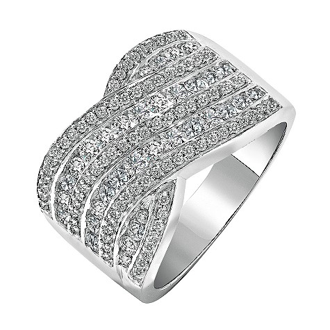 Unbranded 18ct white gold one carat diamond wave ring