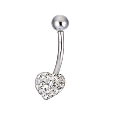 9ct White Gold Crystal Belly Bar - Product number 6835643