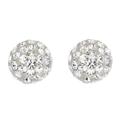 Unbranded 9ct White Gold Crystal Ball Earrings