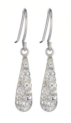 9ct White Gold Crystal Drop Earrings