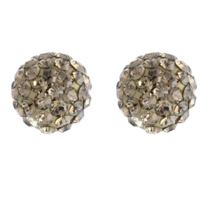 9ct Yellow Gold Brown Ball Earrings