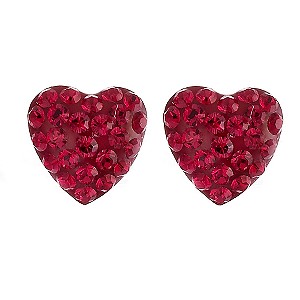 9ct Gold Red Love Heart Earrings