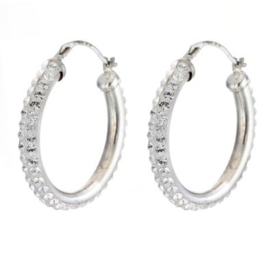 9ct White Gold Creole Earrings