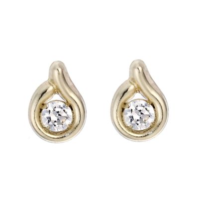 9ct Yellow Gold Cubic Zirconia Stud Earrings