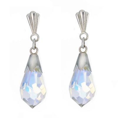 H Samuel 9ct White Gold Faceted Crystal Drop Earrings