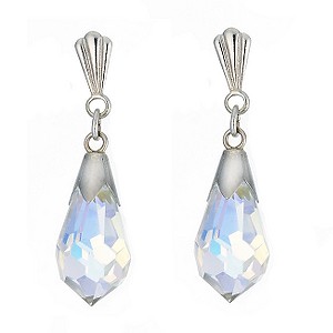 9ct White Gold Faceted Crystal Drop Earrings