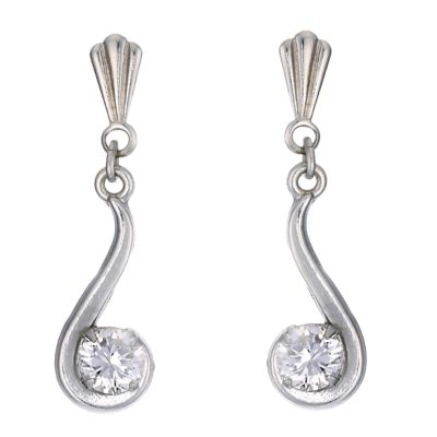 9ct White Gold Cubic Zirconia Drop Earrings