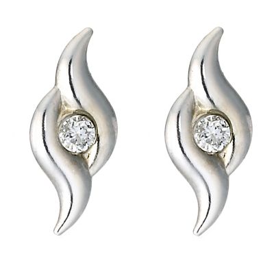9ct White Gold Cubic Zirconia Double Swirl Earrings - Product number 6836895