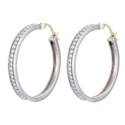 9ct Yellow Gold Silver Cubic Zirconia Creole