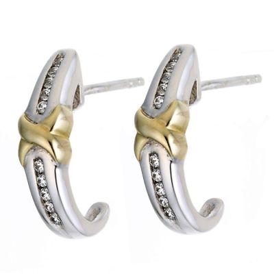 Duet Silver and 9ct Yellow Gold Wedding Earrings - Product number 6837042
