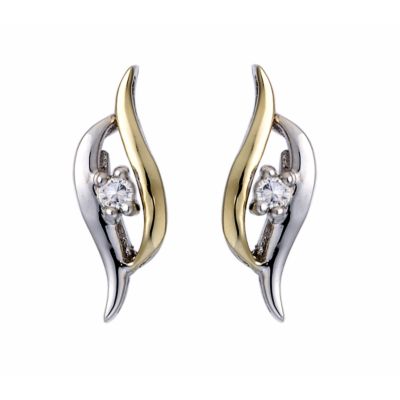 9ct  Yellow Gold and Silver Stud Earrings - Product number 6837050