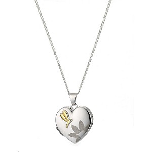 9ct Yellow Gold and Silver Floral Locket9ct Yellow Gold and Silver Floral Locket