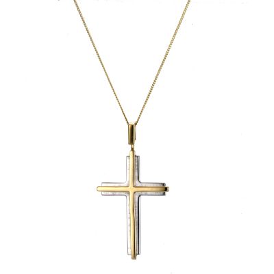 9ct Yellow Gold and Silver Cross 16'