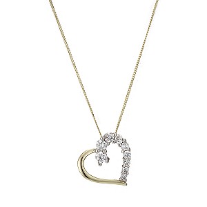 9ct Gold and Silver Cubic Zirconia Love Heart
