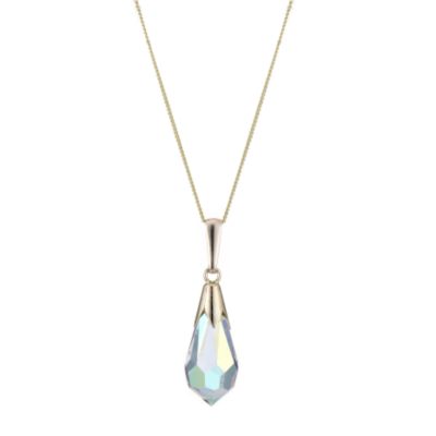 9ct Yellow Gold Crystal Drop Pendant - Product number 6838499
