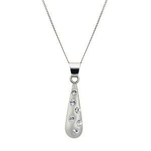 9ct White Gold Moon Crystal Pendant