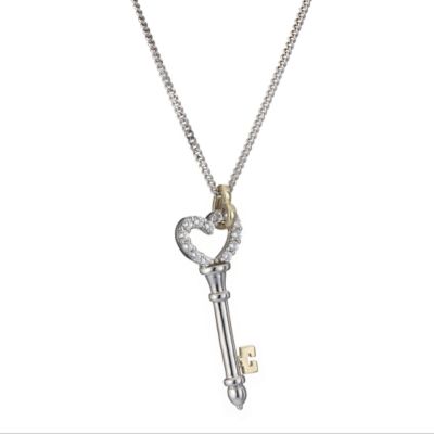 9ct White Gold Silver and Cubic Zirconia Key