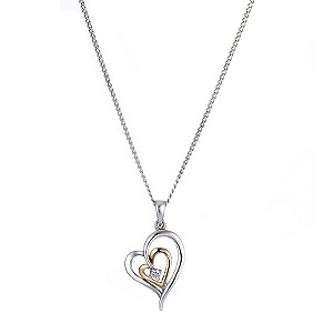 9ct Yellow Gold Silver Cubic Zirconia Heart