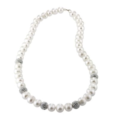 9ct Gold Cultured Freshwater Pearl Cubic Zirconia Necklace