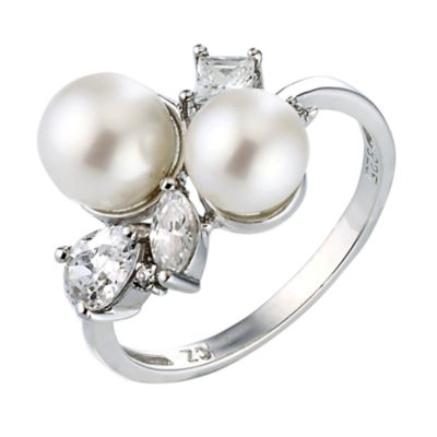 H Samuel Sterling Silver Cultured Freshwater Pearl Ring -