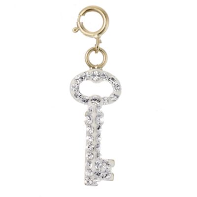 9ct Yellow Gold Crystal Key Charm