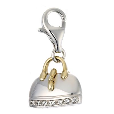 9ct Yellow Gold Silver Cubic Zirconia Handbag Charm