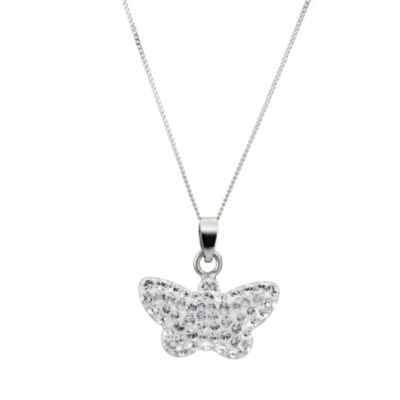 9ct White Gold Butterfly Pendant