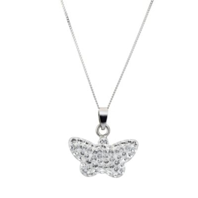 Evoke 9ct White Gold Butterfly Pendant