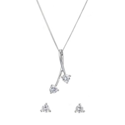 9ct White Gold Cubic Zirconia Gift Set