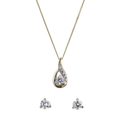 9ct Yellow Gold Earrings & Pendant Gift Set - Product number 6838871