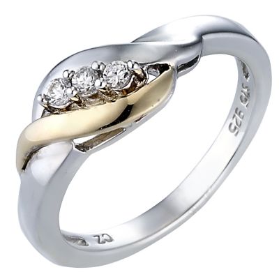 Duet 9ct Yellow Gold and Sterling Silver Ring - Medium