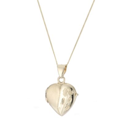 9ct Yellow Gold and Silver Flower Heart Locket