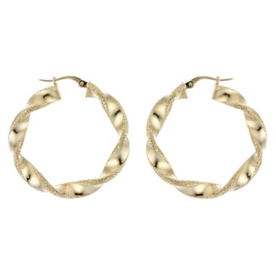 9ct Yellow Gold Fancy Creole Earrings 35mm