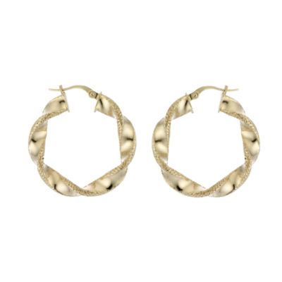 9ct Yellow Twist Gold Fancy Twist Creole Earrings 30mm - Product number 6839371