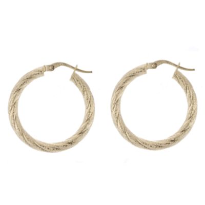 9ct Yellow Gold Thick Sparkle Creole Earrings 25mm