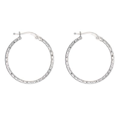 9ct White Gold Creole Earrings 23mm