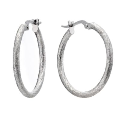 9ct White Gold Thin Earrings 23mm