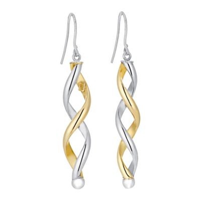 Silver and 9ct yellow gold twist earrings