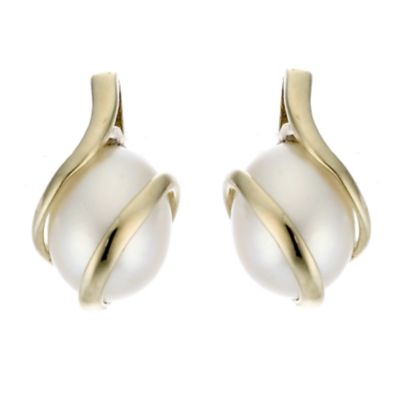 9ct yellow gold cultured freshwater pearl earrings - Product number 6840299