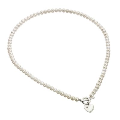 9ct white gold diamond and pearl necklace