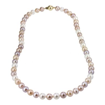 9ct yellow gold multi coloured pearl necklace