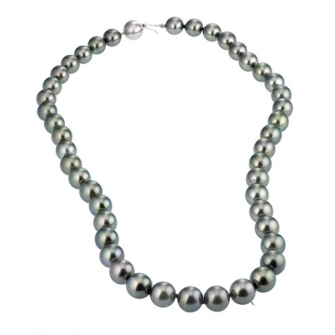 Unbranded 18ct white gold diamonds and black pearl necklace