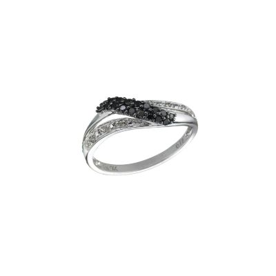 9ct white gold black and white diamond ring