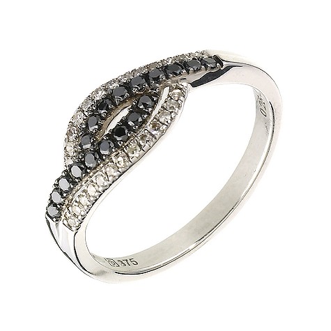 9ct white gold quarter carat black and white diamond ring