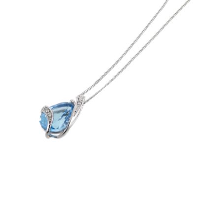 9ct white gold blue topaz diamond pendant - Product number 6842267