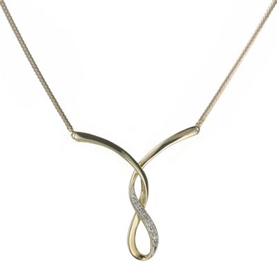 9ct gold figure of 8 diamond necklet