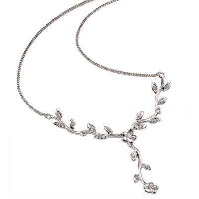 9ct white gold diamond flower necklace