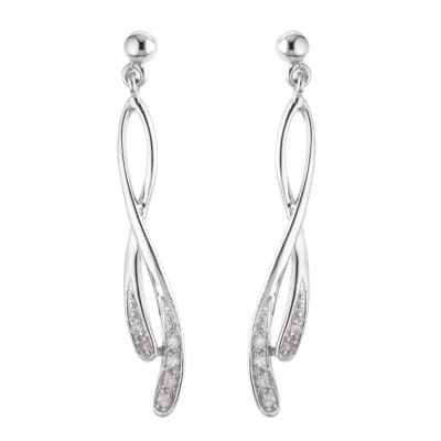 9ct white gold and diamond drop earrings - Product number 6842534