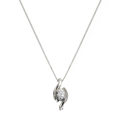 9ct white gold diamond oval drop pendant - Product number 6842909